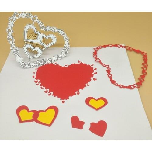 Heart-shaped garland, chain heart-shaped metal cutting die, scrapbook, photo album, greeting card, DIY decoration, handmade art