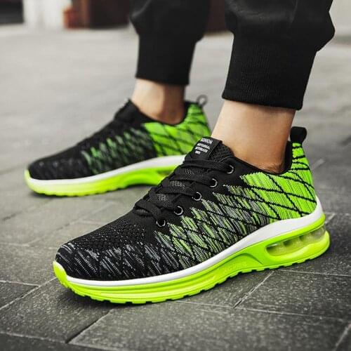 Big Size Summer Air Cushion Running Man Sneakers Women Sports Shoes Man Sport Sneakers for Men Black Green Athletic Tennis B-770