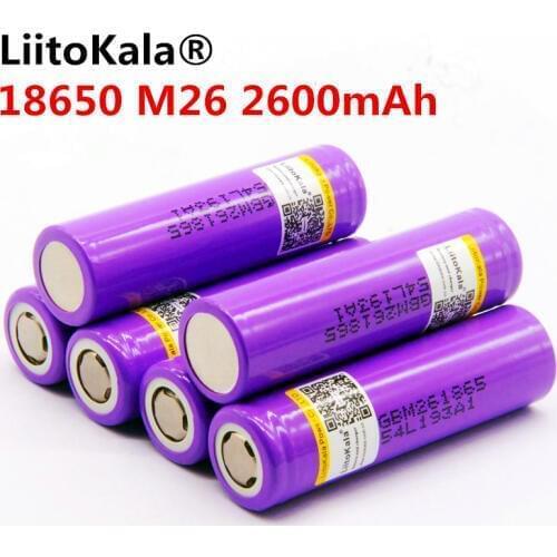 LiitoKala 100% original M26 18650 10A 2500 li-ion rechargeable battery 2600 mah battery safe power for ecig / scooter