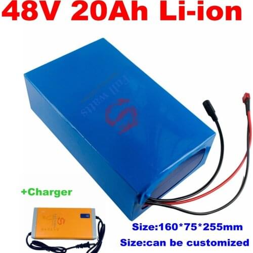 Powerful rechargeable Li-ion Battery 2000w 1500w 48V 20ah Battery 48 Volt Lithium Battery pack with BMS +3A Charger