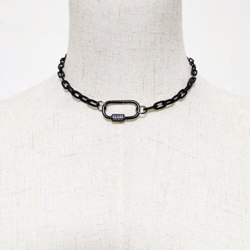 Man retro black chain necklace hip-hop creative spiral buckle pendant jewelry women cool fashion neck accessories 2020 new