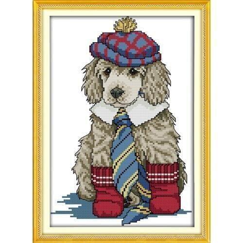 The dressed dog cross stitch kit pet animal 14ct 11ct printed canvas stitching picture embroidery DIY handmade needlework plus