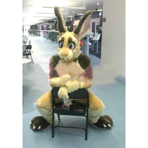 2019 New Halloween Xmas Party Outdoor Animal Fursuit Mascot Costume Long Ears Rabbit Fursuit Cosplay Fancy Dress Unisex Outfit