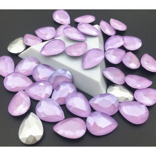 New Violet Mocha Color Teardrop Glass Crystal Fancy Stone 13x18mm Pointback Drop Rhinestone