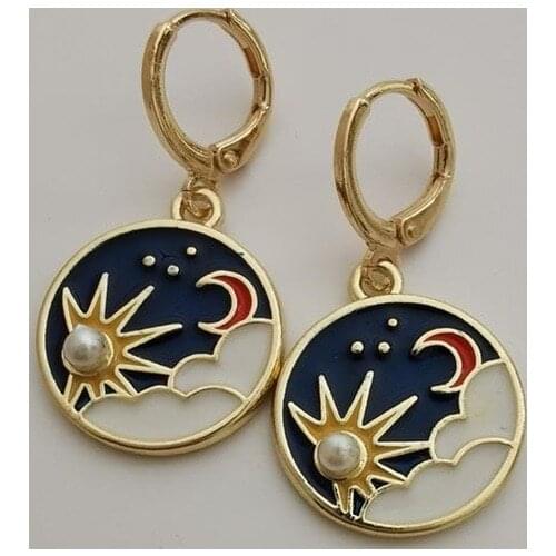 New Vintage Sun Moon Earrings Pendant Simple Retro Sun Moon Earrings For Women Girls Fashion Jewelry