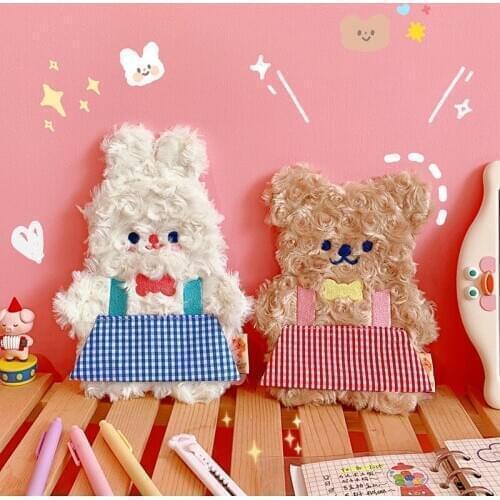 New Kawaii Large Capacity Pencil Case Cute Fluffy Animal DIY Pencil Pouch Cartoon Storage Bag School Office Stationery Supplies