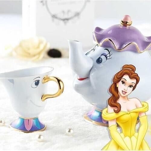 New Cartoon Beauty And The Beast Teapot Mug Mrs Potts Chip Tea Pot Cup One Set Lovely Christmas Gift Fast Post