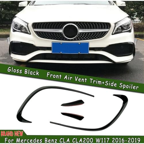 For Mercedes-Benz CLA C117 W117 CLA45 AMG CLA200 2016-2019 Car Front Bumper Spoiler Air Vent Fog Light Hood Lid Brow Cover Trim