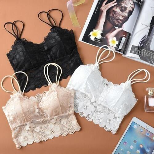 Korean Style Sexy Lace Boob Tube Top Wrapped Chest Beauty Back Bottoming Shoulder-Straped Bra With Chest Pad Tops For Female