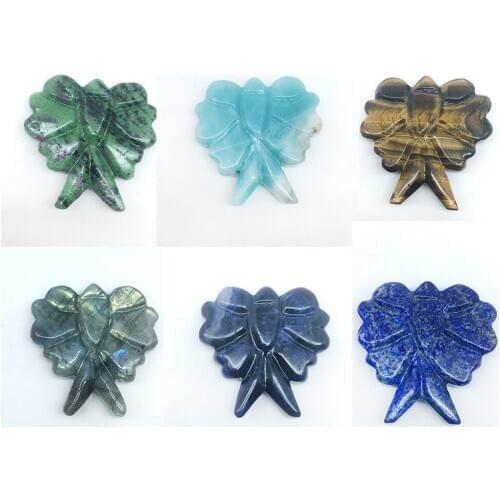 Natural Beauty Labrador/Opal Quartz Crystal Carved Butterfly Pendant Animal Healing Crystal Stone Charms Jewelry Gift