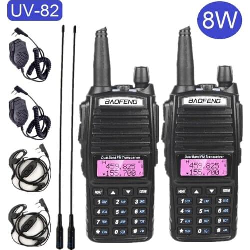 Walkie Talkies 2PCS BAOFENG UV-82 8W Portable Transceiver Radio Dual Band VHF UHF UV82 Ham Radio Staion UV 82 for Hunting 10KM