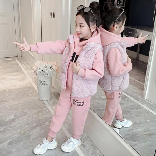 2019 Baby Boys Girls Christmas Autumn Warm Vest Coat + Sweatshirt + Pants 3Pcs Infant Kids Children Sports Suit Toddler Clothes