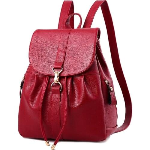 MONNET CAUTHY Summer New Arrivals Backpacks Concise Leisure Fashion PU Drawstring Solid Color Wine Red Black Deep Blue Lady Bags