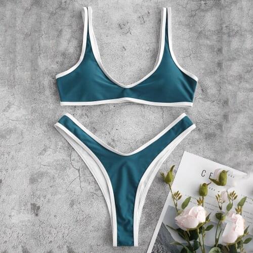 Sexy Swimsuit Bikini Set 2021 Women Summer Beach High Waist Bikini Ladies Two Piece Swimwear Beachwear biquinis feminino A40