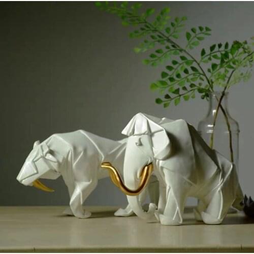 [MODERN] SCULPTURE MINIMALIST ORIGAMI ANIMAL GEOMETRIC STATUE ORNAMENT HOME DECORATION MAMMOTH ORNAMENT CRAFTS FURNISHINGS