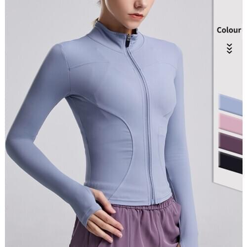 SALSPOR Women Yoga Shirts Sport Zipper Longsleeve With Thumb Fitness Gym Tops Shirts Running Sportwear Quick Dry Shirts Female