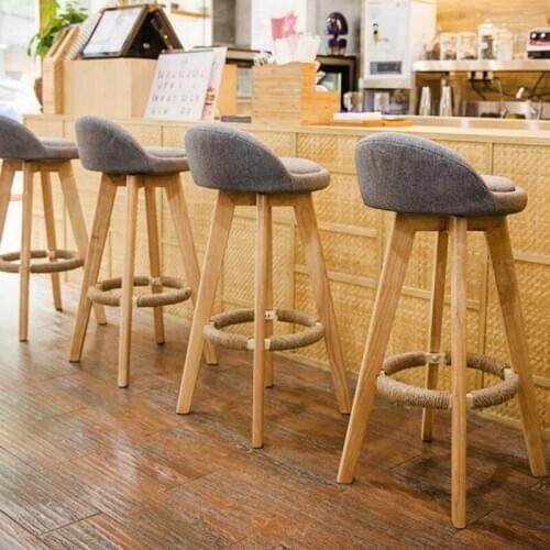 Solid wood bar chair bar chair retro American bar chair modern simple high stool front desk rotating creative bar stool