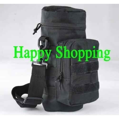 Tactical Pattern Canteen Kettle Hunting Water Bottle Pouch Molle With Small Mess Pouch Cover Black