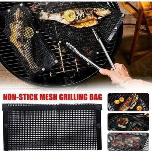 High Temperature Resistant Barbecue Bag Reusable Grilling Mesh Bags Non-Stick Barbecue Bag for Electric Gas Charcoal Grill