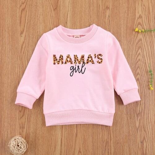 Infant Newborn Baby Girls Hoodie Tops Long Sleeve Spring Autumn Shirts Leopard Letter Mama Tops Outfits 2021 New Fashion