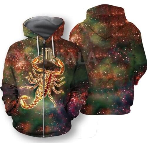 Scorpio trippy Tribal Tatoo 3D All Print Plus Hoodie Man Women Harajuku Outwear Zipper Pullover Sweatshirt Casual Unisex Jacket
