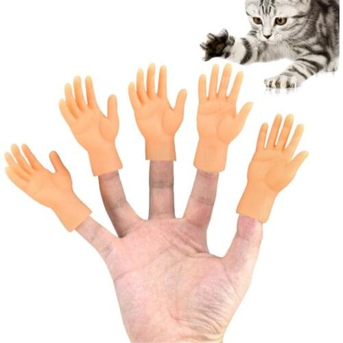 Creative Finger Cots Practical Jokes Kids Toys Palm Shaped Funny Mini Hands Teaser Cat Toy Kitten Massager Small Gloves