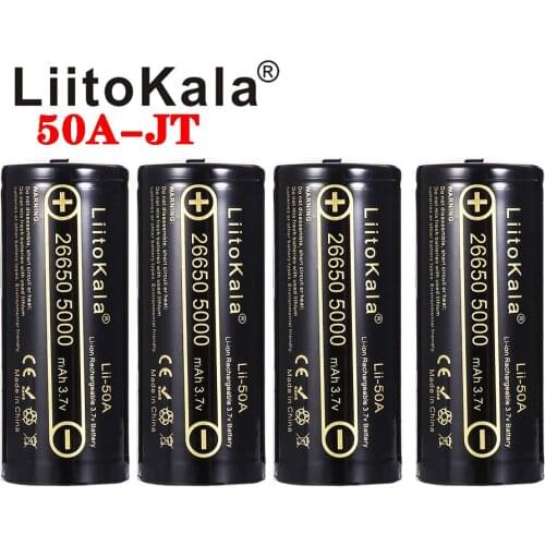 LiitoKala Lii-50A Pointed 3.7V 26650 5000mA Rechargeable batteries Discharger 26650-50A 20A Power battery for flashlight E-tools