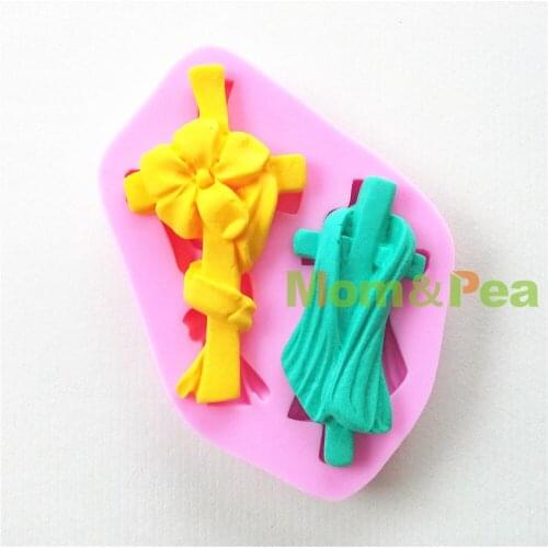 Mom&Pea 0676 Free Shipping Dressed Cross Shaped Silicone Mold Cake Decoration Fondant Cake 3D Mold