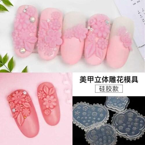 1pcs Silicone Nail Carving Mold 3D Bear Butterfly Mould Stamping Plate Nails Stencils DIY UV Gel Japanese Style Manicure Tools