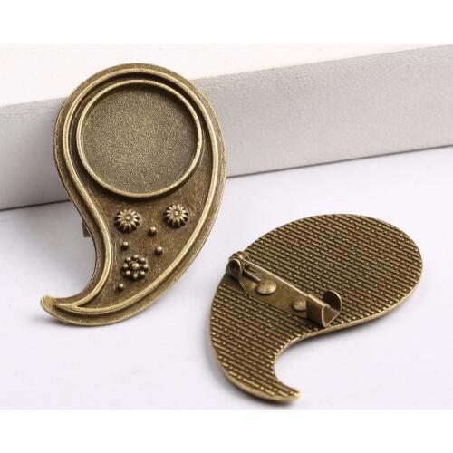 Reidgaller 10pcs antique bronze cabochon brooch pin backings fit 18mm metal blank bases for brooches making diy accessories