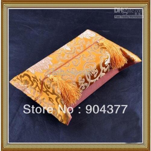 10pcs Tassel Luxuy Portable Pocket Tissue Case Pumping Napkin Box Cover Holder Chinese Silk Brocade Table Paper Storage Bag