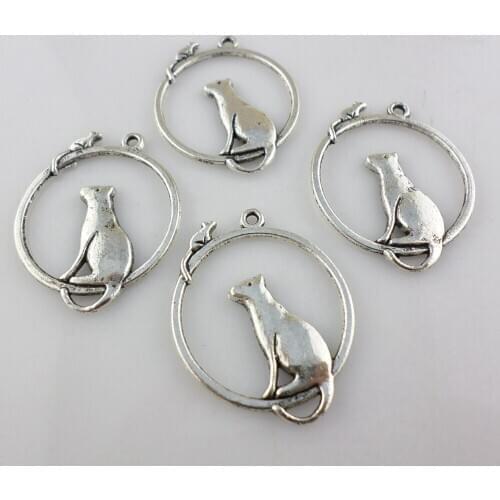 10pcs Tibetan Silver Mouse Charms Round Pendants Beads 26x32mm DIY Jewelry Findings