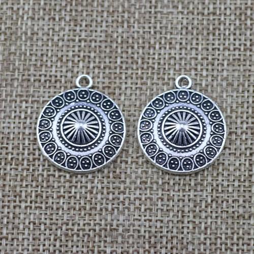 Newest 10Pieces 22*25mm Mixed Alloy Antique Silver Color Wicca Charms Vintage Bracelet Pendant Accessory For DIY Jewelry Making