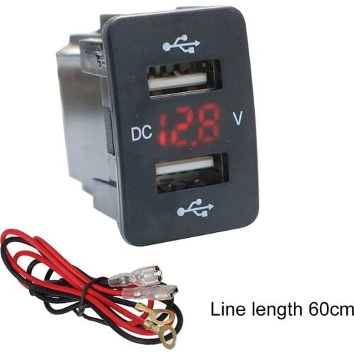 12-24V Dual USB Car Charger Fast Charging Auto Adapter Led Voltmeter Socket For Toyota Honda Easy To Install