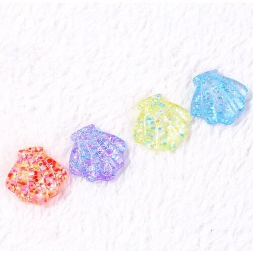 12pcs Ocean series Charms Glitter Dolphin Shell Starfish Flatback Resin Cabochons for Jewelry DIY Multicolor