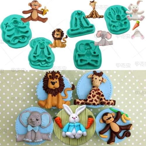 3D animal Silicone soap Mould chocolate mold cartoon child Fondant cake Decorating Tool Baking gateau cupcake toppers patisserie