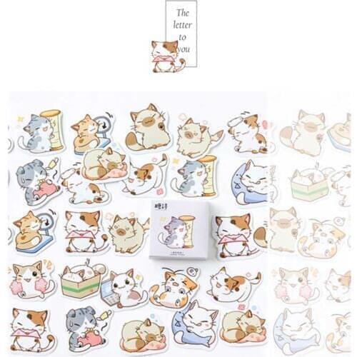 45 Pcs/box Cute My Cat Stickers Decoration Adhesive Scrapbooking Stickers DIY Diary Album Label Sticke Kawaii Korea Stationery