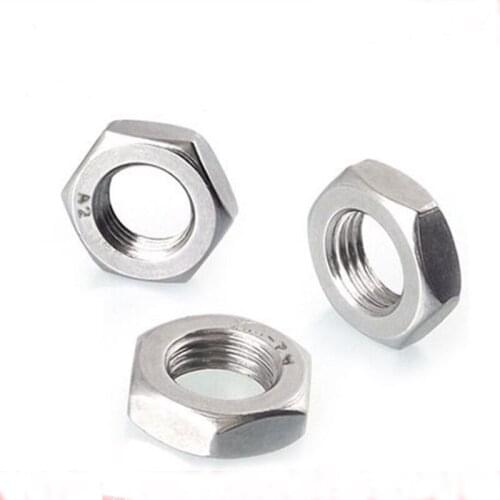 5-10pcs/lot Metric thread M8 M10*1 M12 M14 M16 304 Stainless Steel Hex Thin Nuts