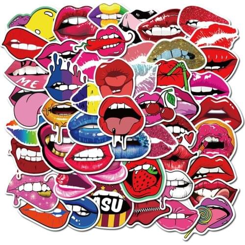 50PCS Personality Stickers Girl Sexy Lips Decor Stickers for Laptop Wall Water Bottle Cup Luggage Stickers DIY sticker