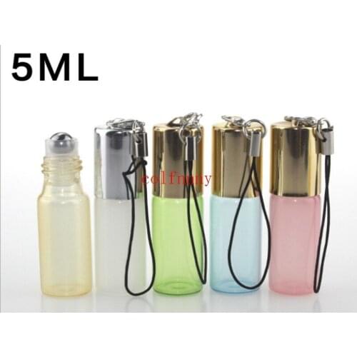 500pcs/lot Fast Shipping 5ml Essential Oil Roller Bottles with metal Roller Balls Aromatherapy Perfumes Lip Balms Roll On Bottle
