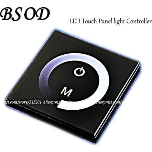 Promotion !1 Channel LED Touch Panel light Controller Dimmer Wall Switch Ring DC12-24V 8A L86x W86 x H36 mm Free shipping