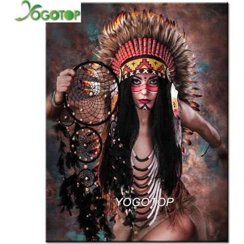 YOGOTOP 5D DIY Diamond Painting Cross Stitch full Embroidery Square round Drill Mosaic Indian girl YY306
