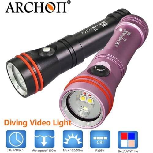 ARCHON D15VP Diving Flashlight 3* CREE max 1300 lumen White/Red dive torch 110/30 degree underwater 100 meter spotlight