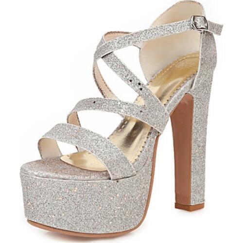 Platform sandalias mujer 2020 Sexy14CM Thin Heels Women Pumps Ankle Strap Peep Toe Dress Party Wedding Shoes Big size 31-48 D-7