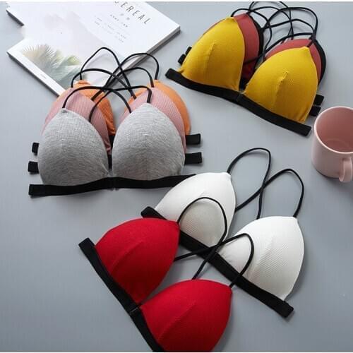 Sexy Front Closure Bras For Women Lingerie Cross Back Seamless Underwear Female Brassiere Wireless Bralette Push Up Bra biustono