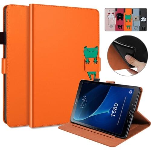 For Samsung Galaxy Tab A 10 1 2016 Case sm t580 t585 Kawaii Cartoon Flip Wallet Stand Tablet For Samsung Tab A A6 10.1 2016 Case