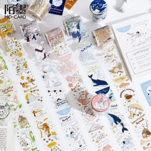 Wide 4cm Cute Endangered animals Decorative Adhesive Tape Whale Koala Masking Tape Diy Scrapbooking Sticker Label Stationery