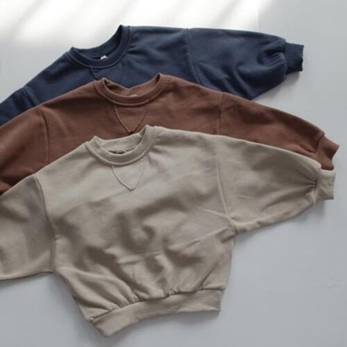 Kids Pullover T-shirt Tops Cotton Long Sleeve Fashion Casual Clothes Korean Style Spring Autumn Baby Girls Boys Sweatshirts