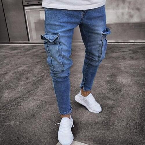 Jeans Men Ripped Skinny Jeans Blue Pencil Pants Motorcycle Party Casual Trousers Street Clothing 2021 Denim Man Clothin