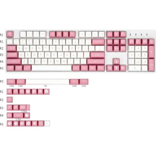 Maxkey SA Keycap Pink White Color Two Color Injection Molding Process ABS Material Is Suitable For Most Mechanical Keyboards